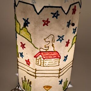 Vintage Folk Art style Hanging Lamp with Snoopy & Red Baron